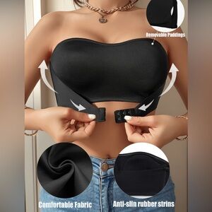 Seamless Bandeau Bra Set - Black, Tan, White